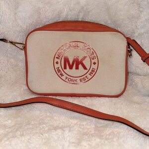 Michael Kors Canvas and Orange Crossbody